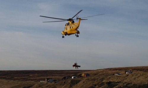 Эвакуация пострадавшего дельтапланериста вертолетом Королевских ВВС Великобритании